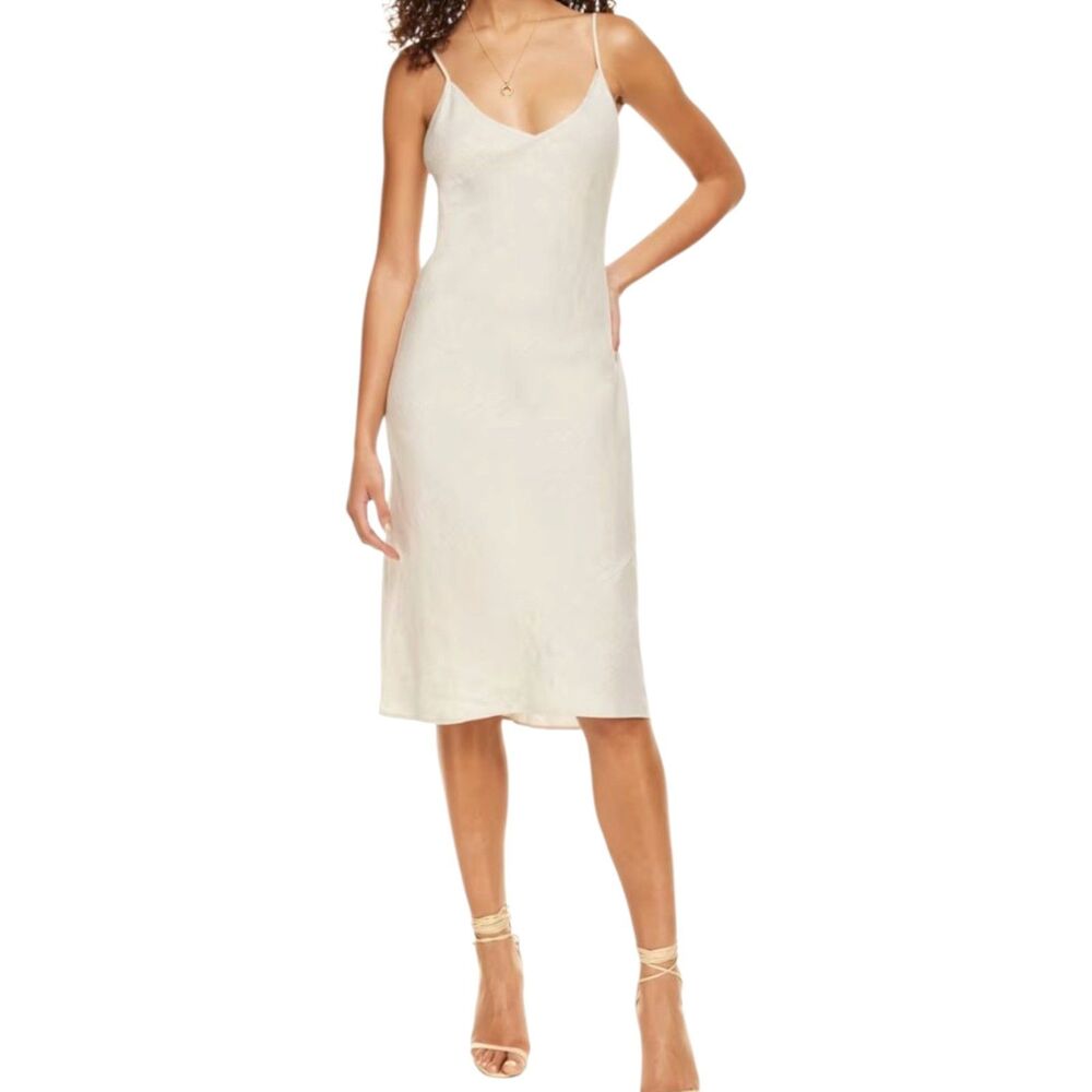 Wilfred Aritzia White Linen Slip Midi Dress Organic Linen Sleeveless Size Large